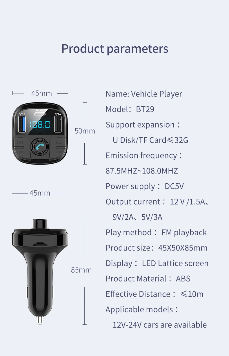 VR робот Bluetooth Handsfree автомобильный комплект беспроводной fm-передатчик EQ Аудио Автомобильный MP3-плеер с QC3.0 Quick Charge+ usb type C