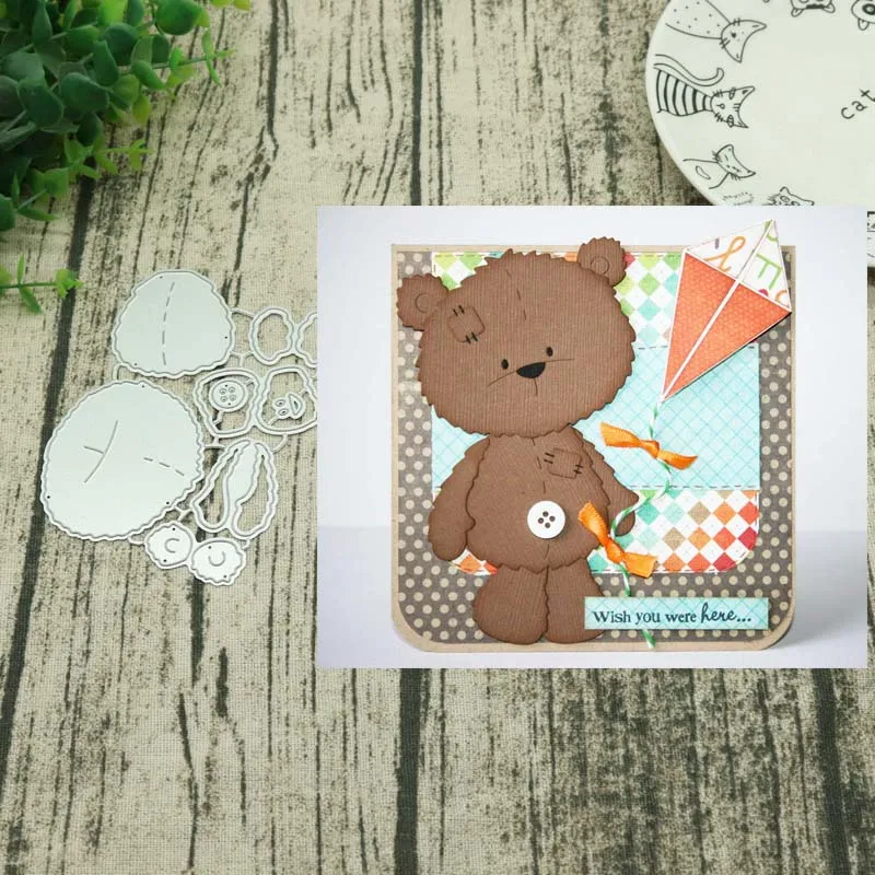 

Brown bear and accessories Metal Cutting Dies Stencils For Card Making Decorative Embossing Suit Paper Cards Stamp DIY