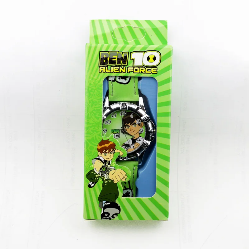 Детские часы с Бэтменом из мультфильма Человек-паук Бен 10 Supreman детские часы для мальчиков с кожаным ремешком кварцевые часы Reloj Nino подарок для мальчика - Цвет: ben 10 Green