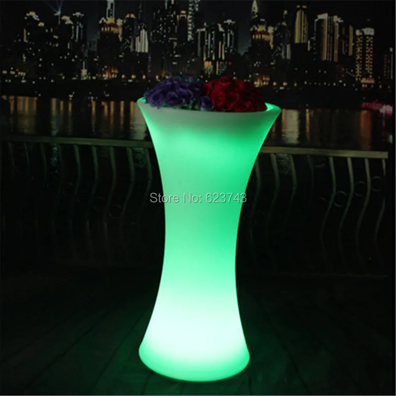 Plastic Rechargeable Luminous Remote Control LED Flower Pot Canton Tower Shape Plant Pot Glowing Wine Cooler