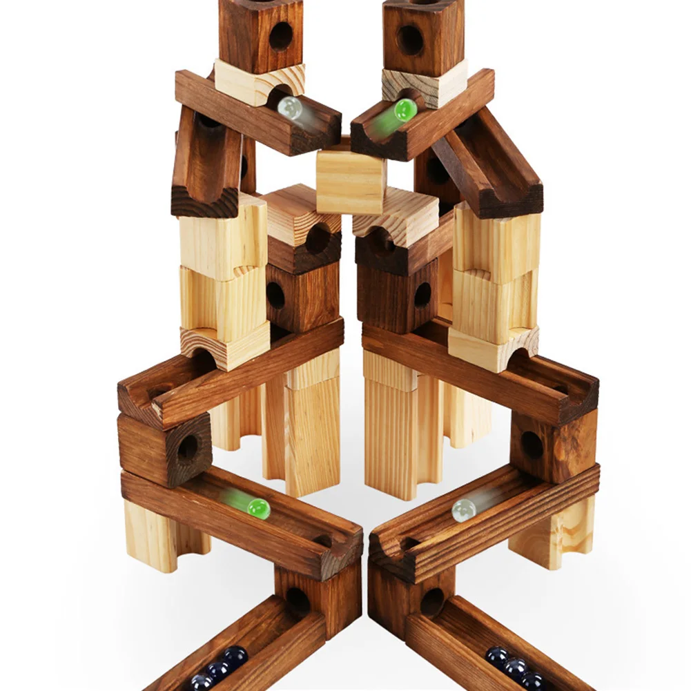 Ideal Amaze Marbles 45 Piece Wooden Building Blocks Learning Education