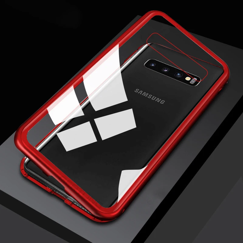 Магнитный флип-чехол для телефона для samsung Galaxy S10 плюс S9 S8 Plus Note 9 Mate 8 Крышка Прозрачный чехол Coque для samsung S10 чехол - Цвет: Red