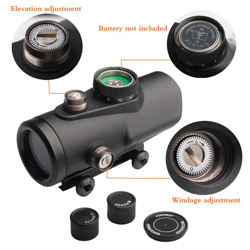 Hunting Holographic 1x30MM Red Dot Sight with 11 Brightness Adjustment fit 11mm & 20mm Rail Mount for Airsoft RL5-0040-09