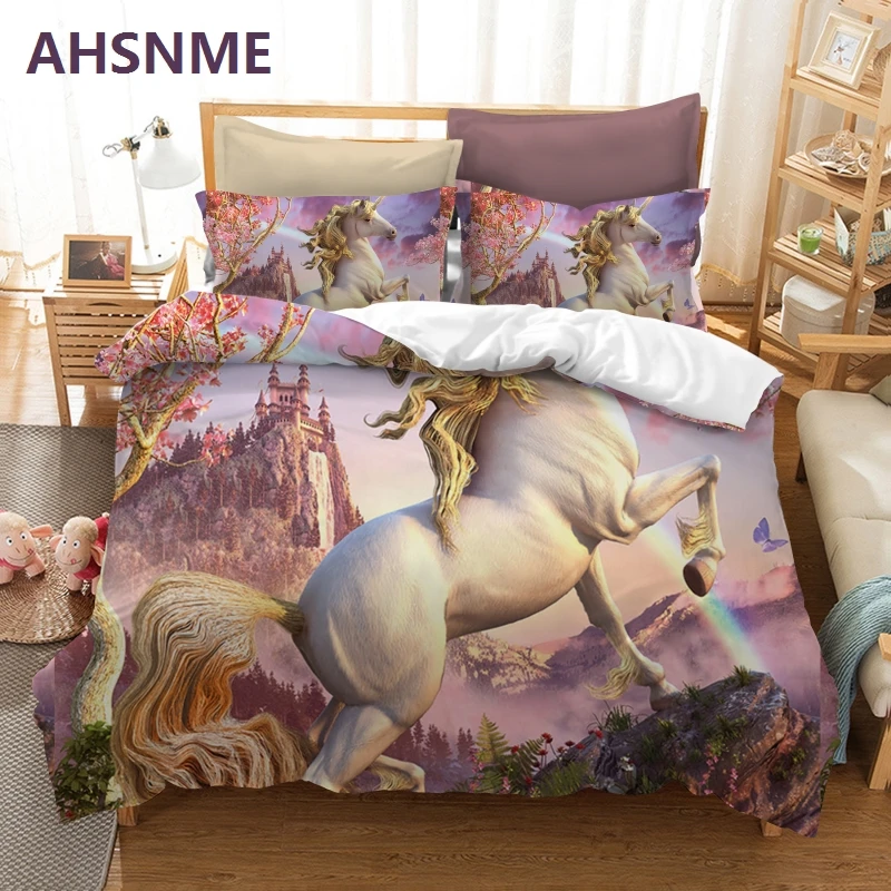 AHSNME Under the castle Unicorn Bedding Set Rhinoceros unicornis