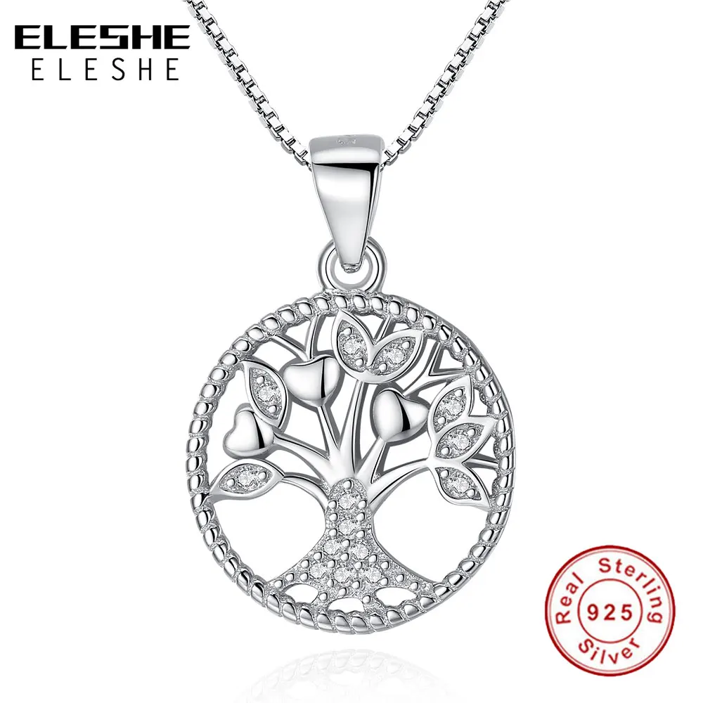 

Fashion 925 Sterling Silver Tree of Life Pendants&Necklaces with AAA Crystal Necklace for Women Silver 925 Jewelry Gift