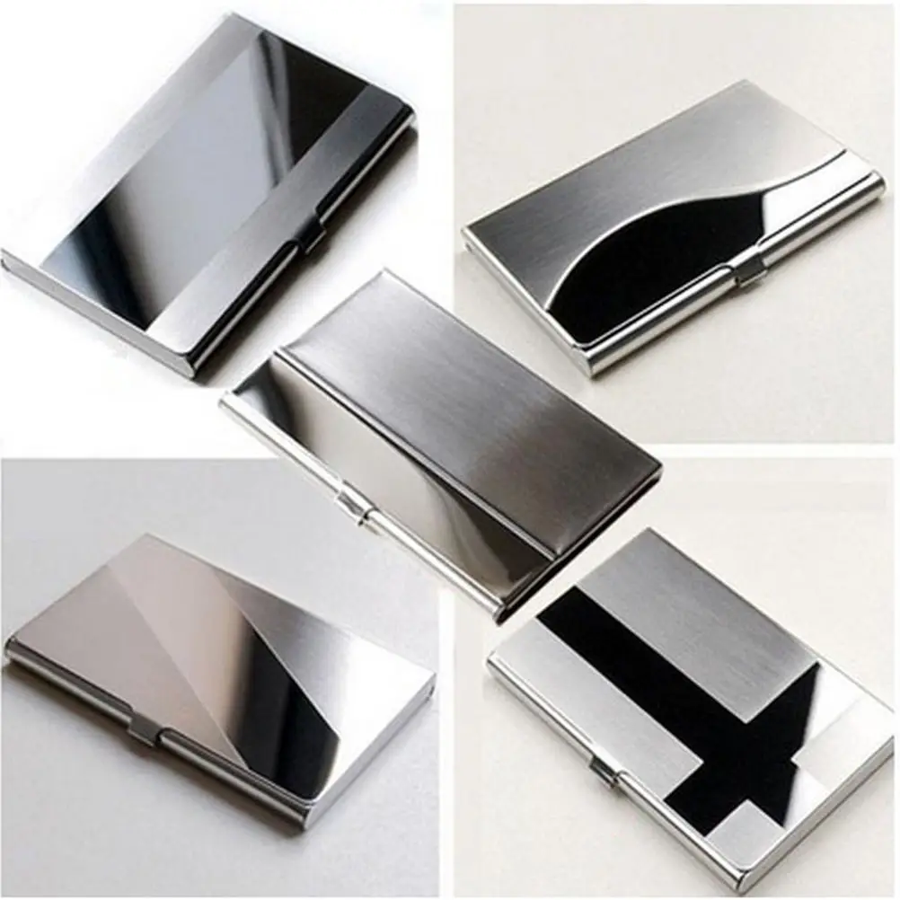 Модные Водонепроницаемый Нержавеющая сталь серебристый алюминиевый корпус коробки Бизнес Для мужчин ID Имя кредитной держатель для карт