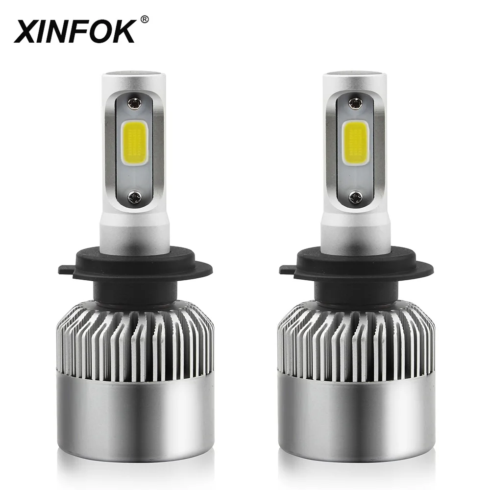 

XINFOK 2Pcs H4 H7 LED H11 H8 9006 HB4 H1 H3 HB3 H9 H27 72W White 6000K Car Headlight Fog Lights