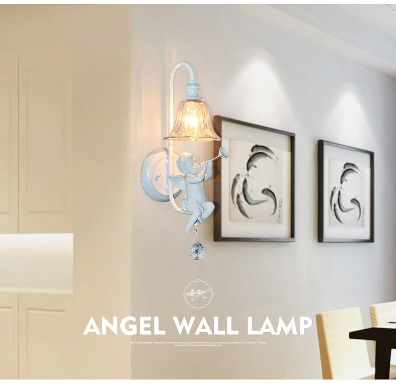 Популярный настенный светильник с двойным ангелом, пасторальный фойе прикроватный светильник для гостиной прикроватный светильник для лестницы