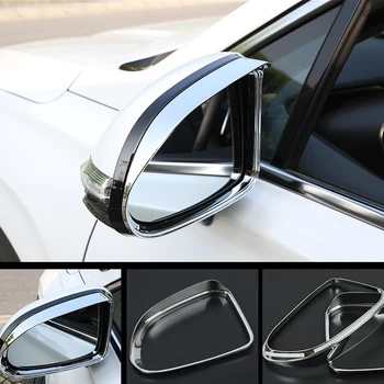 

Car Styling Chrome Exterior Side Door Rearview Mirror Rain Guard Frame Cover Trim 2pcs For Hyundai Santa Fe 2019