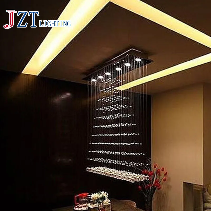 

T Luxury Rectangular Spiral Crystal Ceiling Light GU10 LED Bulbs Modern Creative Indoor Lighting For Bar Hoter Project