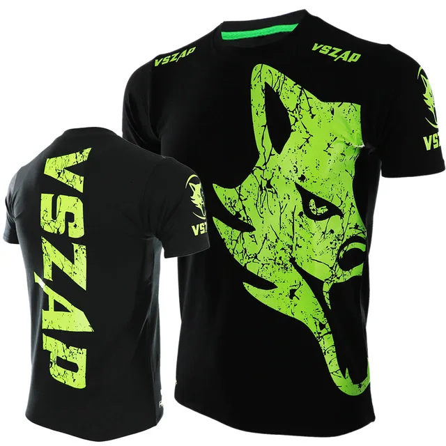 Боксерские майки VSZAP MMA Muay Thai хлопковая дышащая футболка для мужчин кикбоксинг Бой Тренажерный зал на свежем воздухе Спорт Boxeo футболки футболка для фитнеса - Цвет: Зеленый