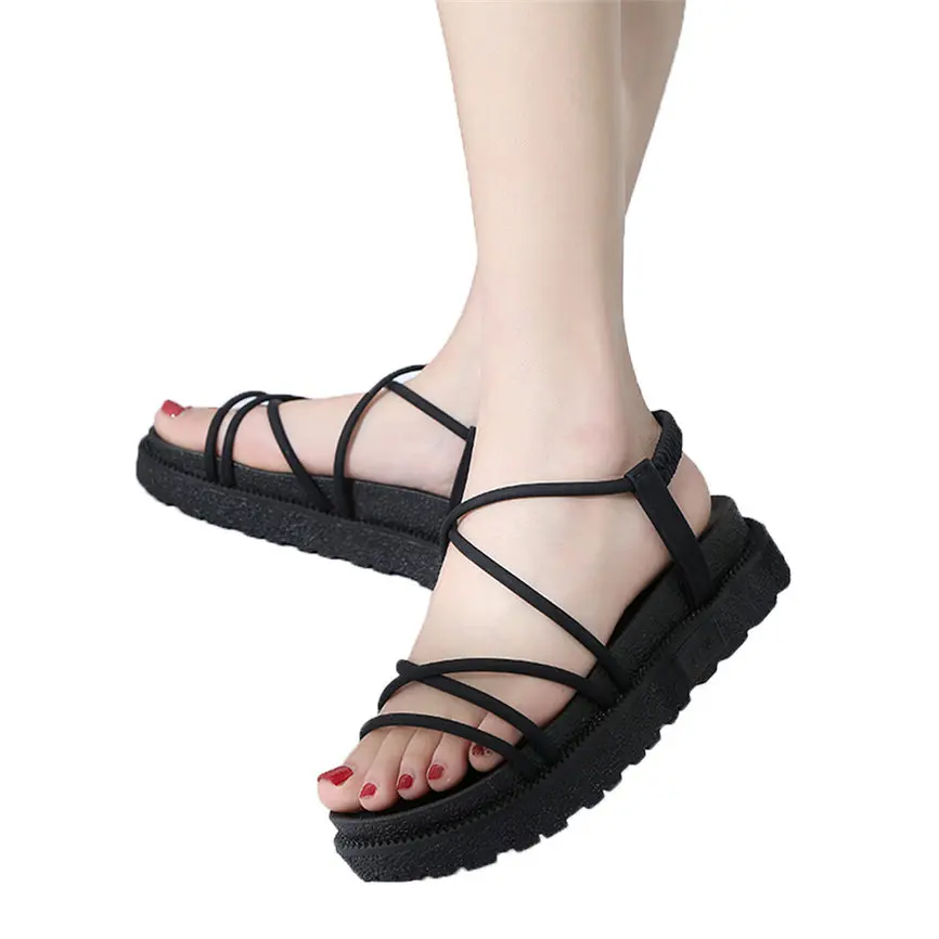 Женские сандалии модная женская обувь в римском стиле сандалии на плоской толстой подошве летние сандалии с открытым носком и эластичной лентой A#11#30