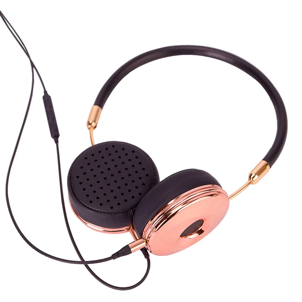 New Fashion Wired Headband HiFi Headphones Portable Rose Gold Headset Fone De Ouvido for MP3