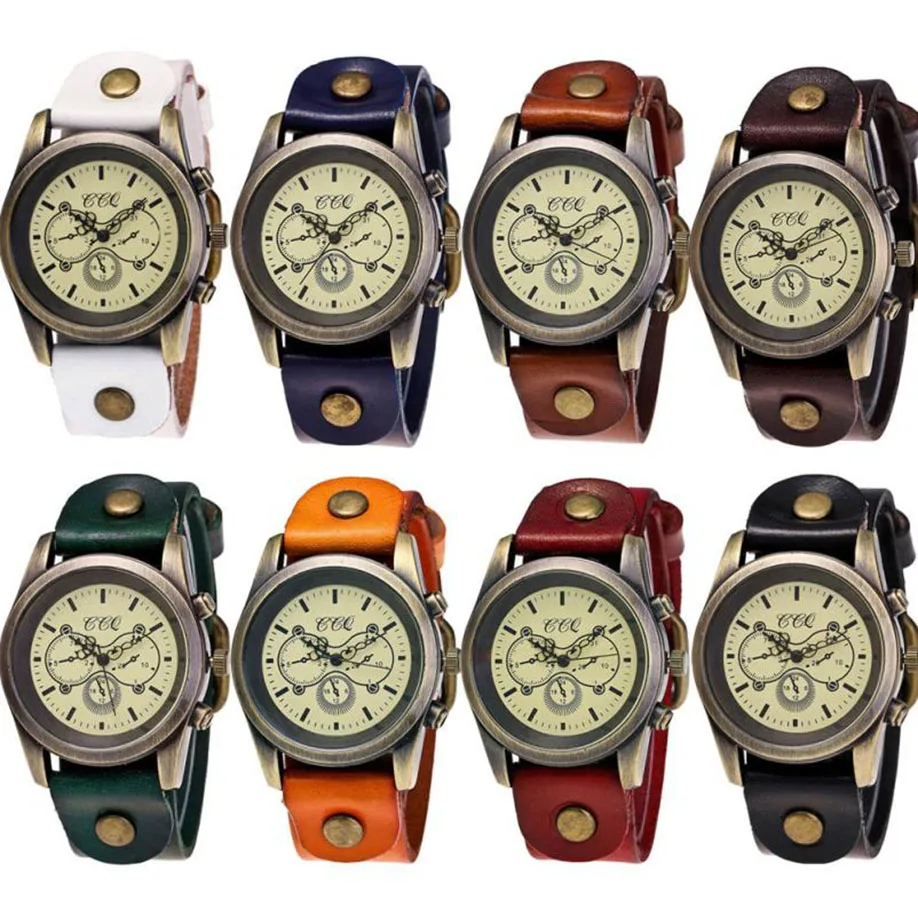 

Relogio Masculino Felojes Saat CCQ Luxury Brand Vintage Leather Watch Men Women Wristwatch Ladies Dress Quartz Watch Mens Clocks