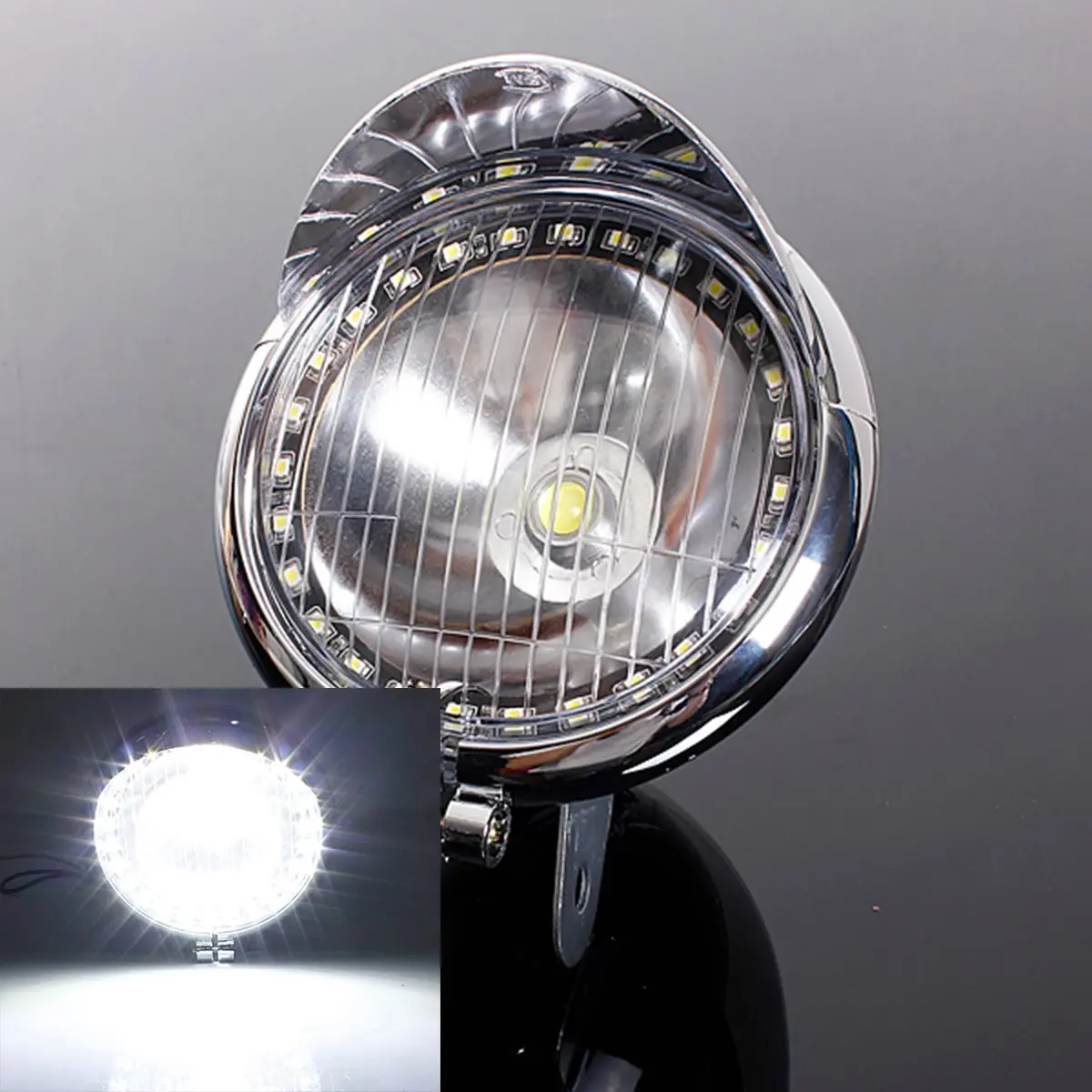 12V Motorcycle 27LED Angel Eye Light Fog Light 1COB LED Headlight Lamp For Harley Chopper Bobber