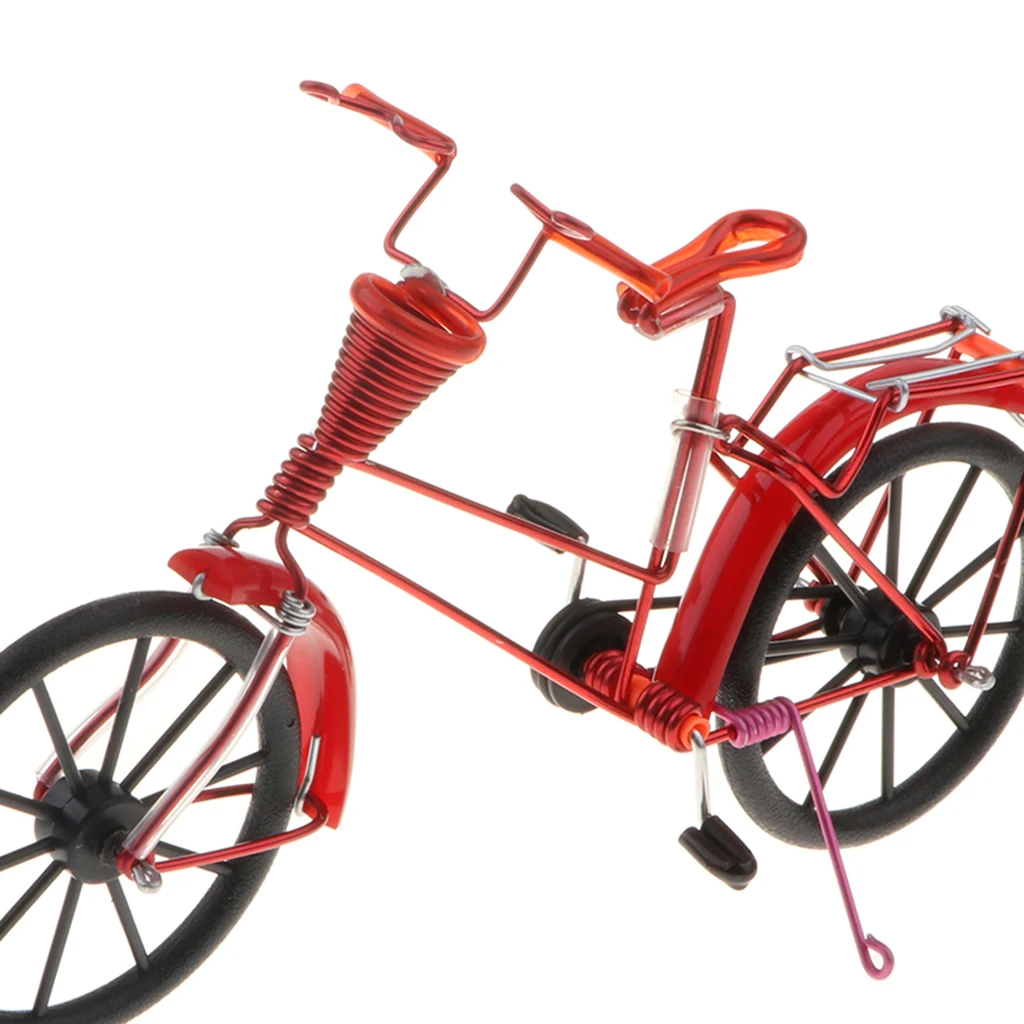 1:10 Aluminum Bike Model Bicycle with Basket Handicraft Toy Red Handicraft Bike Model Diecast Bicycle Bike Toy