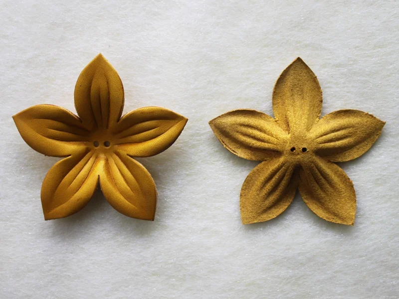 DIY 꽃 제작용 가죽 꽃잎, 5 잎 장식, 고품질, 단색, 8*8cm, 로트당 1 개