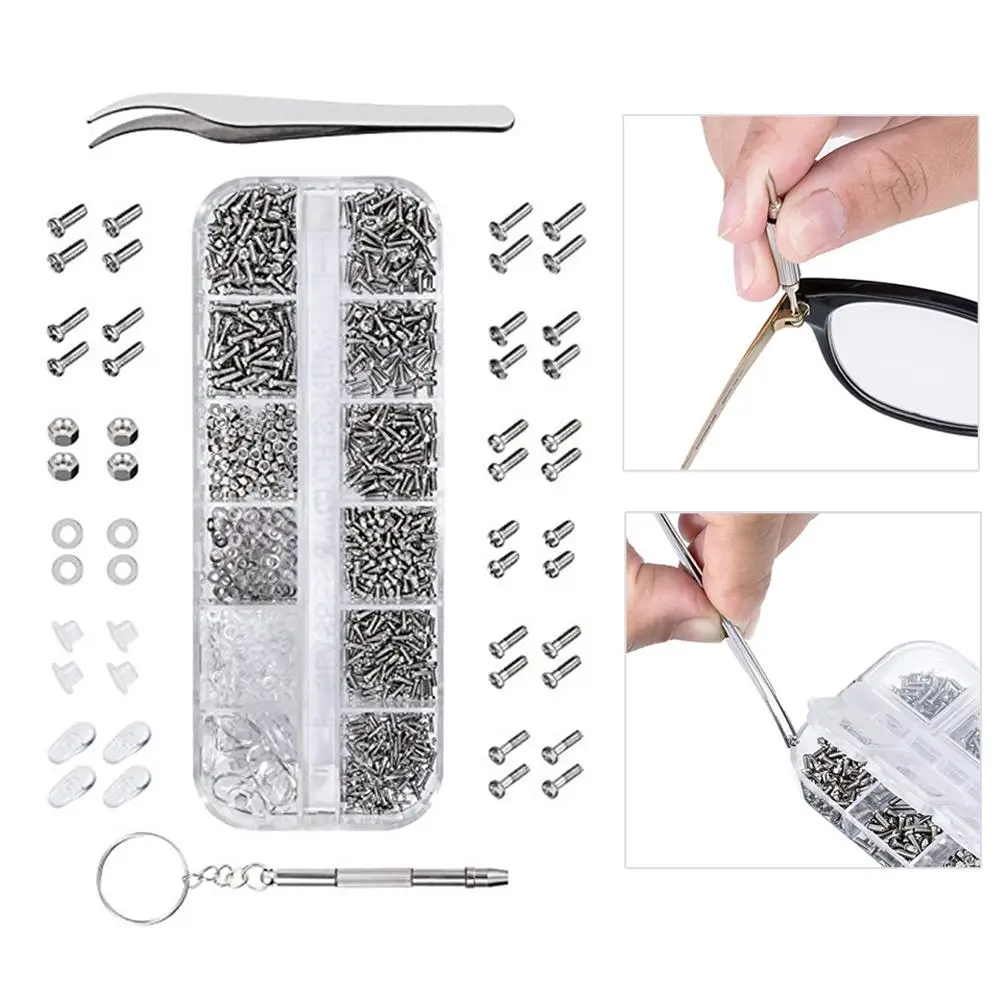 

1100 PCS Glassses Repair Tools Screw Set Screwdriver Tweezers Maintenance Kit for Glasses Sunglass Watch Phone Screwdriver Kit