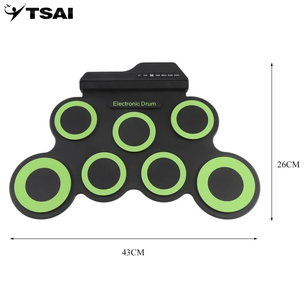 Электронный барабанный коврик с педалью барабана портативный цифровой USB барабанный коврик складной силиконовый музыкальный инструмент