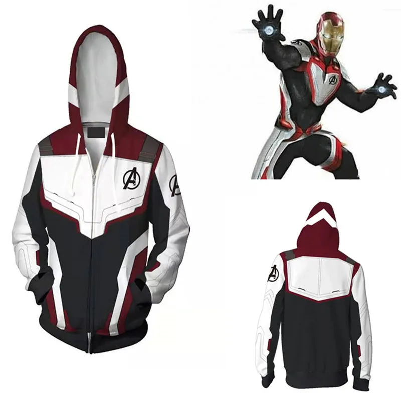 

Marvel The Avengers 4 Endgame Quantum Realm Cosplay Costume Hoodies Men Hooded Avengers Zipper End Game Sweatshirt Jacket