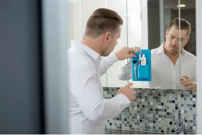 Ванная Комната Раковина держатель зубной щетки Силиконовый водонепроницаемый зубная паста и бритва Органайзер вешалка для ванной зеркало