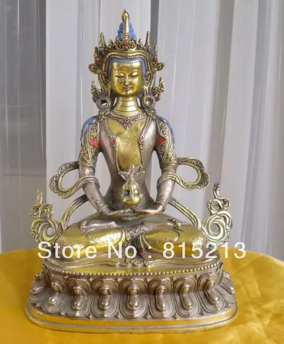 

bi0076 Tibetan bronze Amitayus long life buddha statue