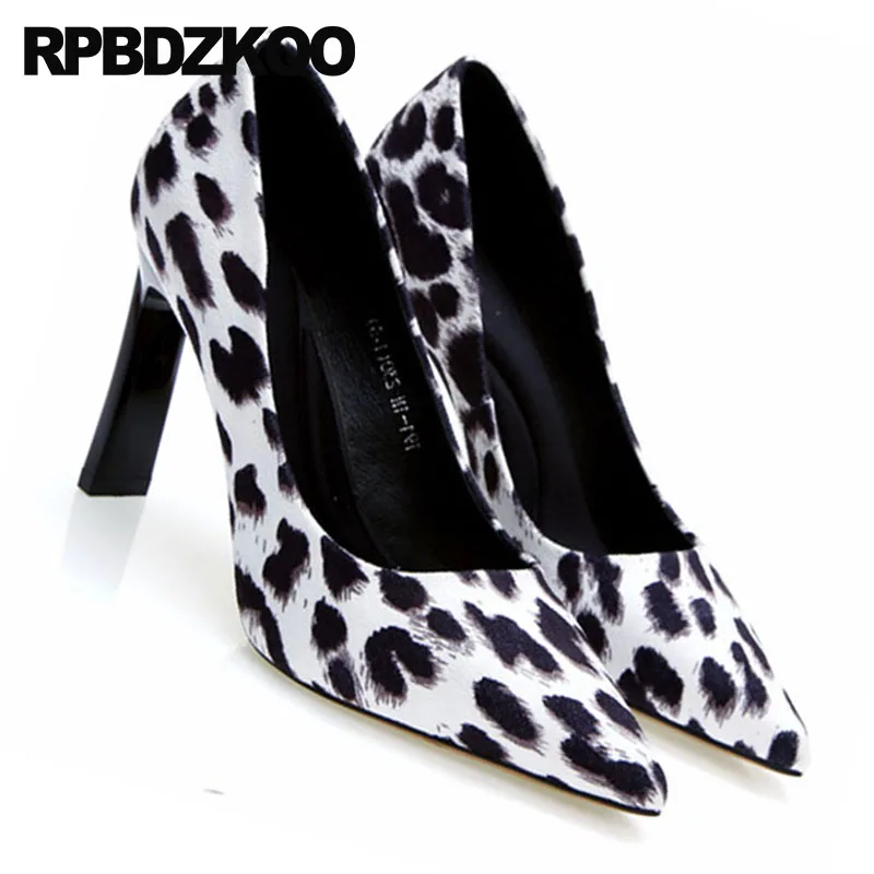 luxury leopard print high heels ladies 8cm shoes stiletto black brown thin new pointed toe size 4 34 scarpin suede 2019 pumps