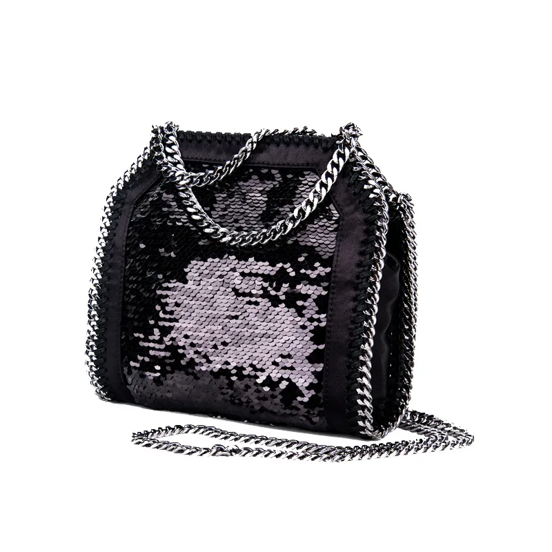 

Ladies purse and handbag 2019 fashion flashing women summer small bag sequins black mini handbag mermaid black portable bag