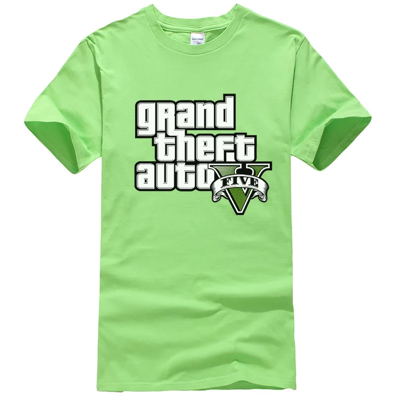 Grand Theft Auto GTA Футболка Мужская Уличная Длинная с GTA 5 Футболка мужская и женская футболка летние топы с коротким рукавом футболки GTA5 T143 - Цвет: Fruit green