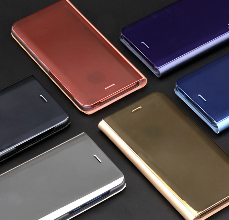 P9 Lite 2017 зеркальный прозрачный флип чехол для Huawei P8 lite умный кожаный с экраном