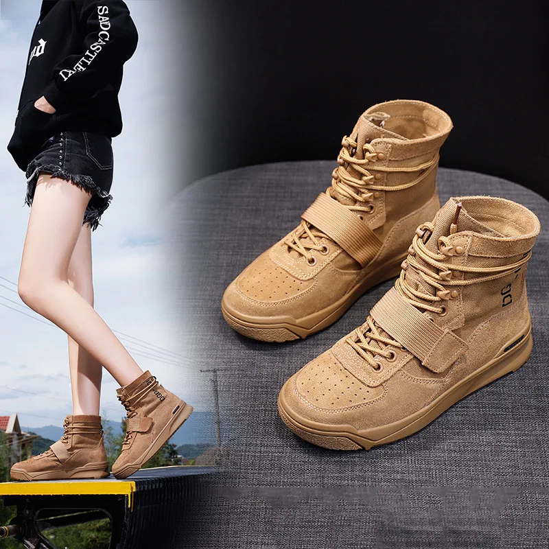 

2018 autumn and winter new matte leather casual flat round head lace short boots air force second women's shoes boots children.
