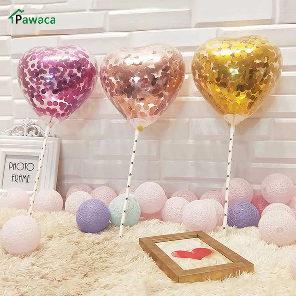 

Confetti Balloons 30pack 5 Inch Transparent Latex Heart Balloons with Gold Silver Confetti for Wedding Party Birthday Decoration