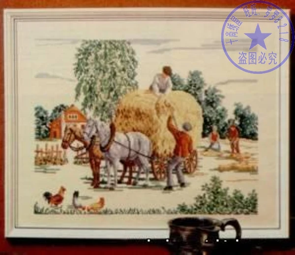 CS-645 cross stitch kit wagon harvest season wheat straw.jpg