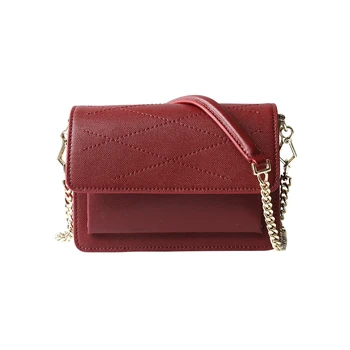 

Ladies bag 2019 new organ leather handbag designer boutique wild casual shoulder small square bag