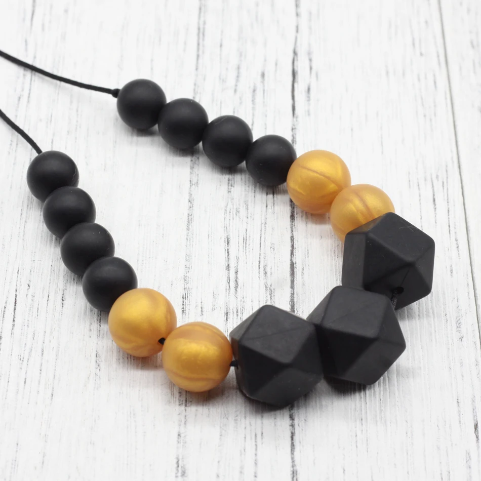 Baby Silicone Teether Necklace 1PC Collar Baby Silicone Bpa Free Silicone Beads Baby Sensory Toys Charm Pacifier