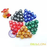 50pcs Assorted Different Colors D10 Pack, 5X10pcs 10 Sides Dice Marble Polyhedral Dice D10 Set 2