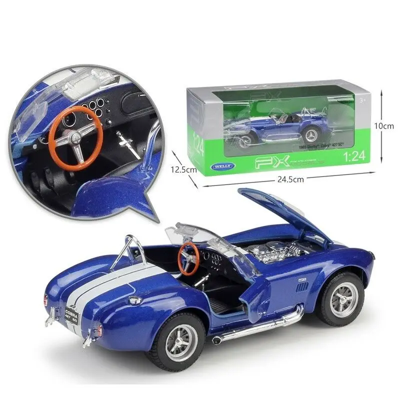 Welly 1:24 1965 Shelby Cobra 427 SC литая модель гоночного автомобиля Новый в коробке|Наземный