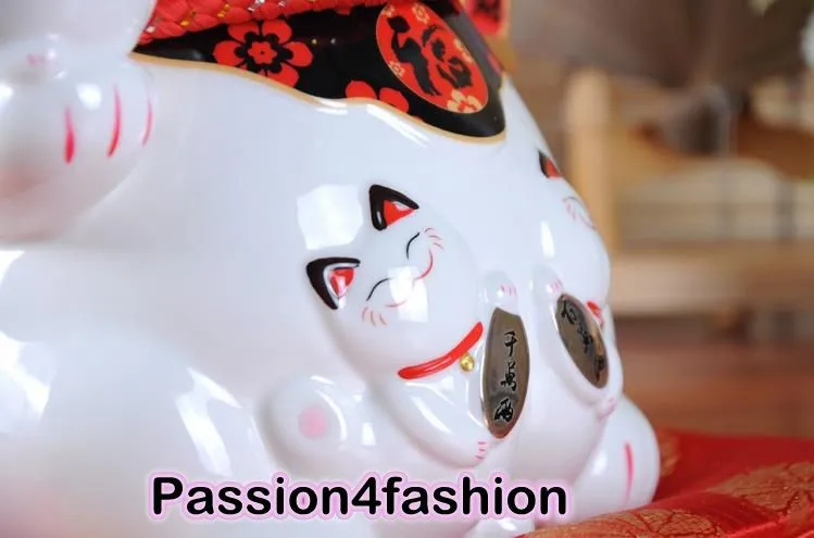 Maneki Neko Lucky Cat развевающийся лапой керамический улыбающееся лицо милый богатство удача орнамент Электрический негабаритный подарок