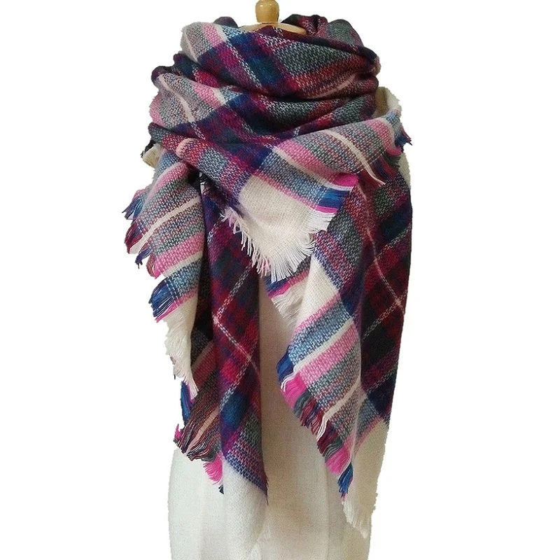 Brand Scarf Red Plaid Acrylic Woven Warm Winter Scarf Fashion Shawls