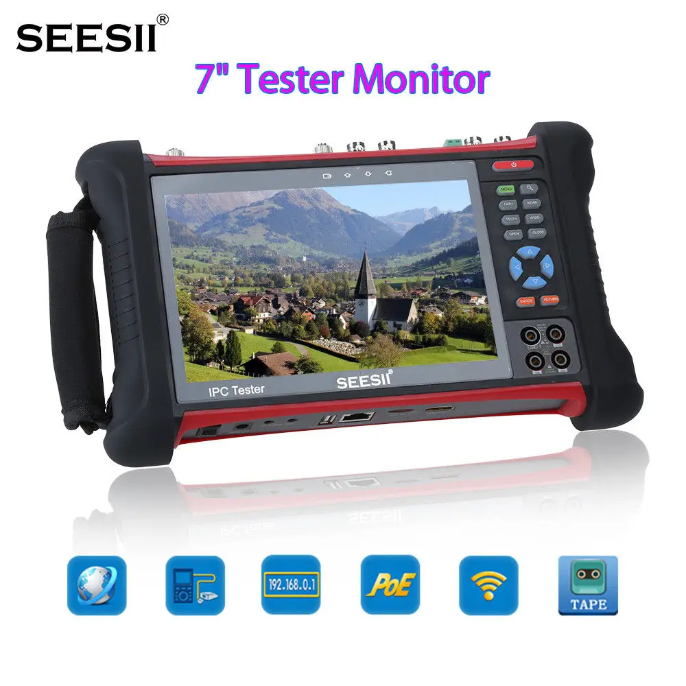 

SEESII X7MOVTADHSPLUS 7" 4K Tester Monitor IPC TVI CVI Security CCTV Camera Test PTZ Control IP Discovery Touch Screen Wifi 8GB