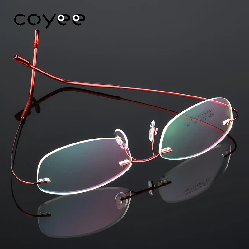 

Ultralight Glasses Frames Men Frameless Eyeglasses Oval Alloy Myopia Eyewear For Computer Flexible Memory Optical Spectacles RX