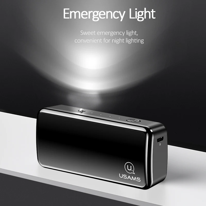 USAMS 2000mAh Mini Power Bank Single USB Powerbank Portable Phone Chargers External Battery USB Charger banks wit LED light