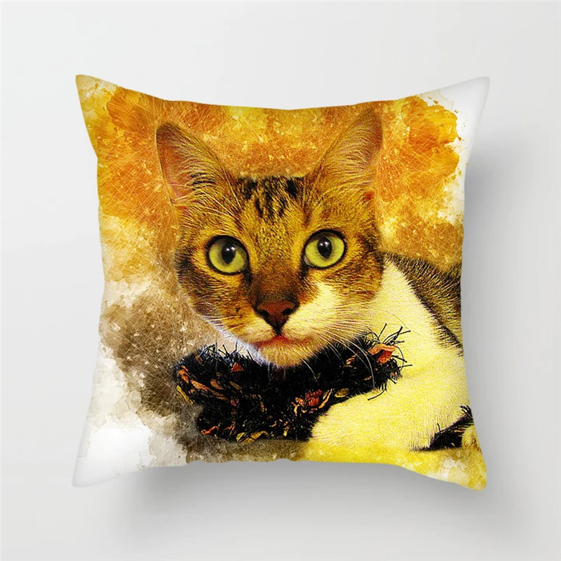 

Fuwatacchi Cute Animal Cushion Cover Cat Dog Tiger Eagle Throw Pillow Case Chair Sofa Room Home Decrative Pillows Cover