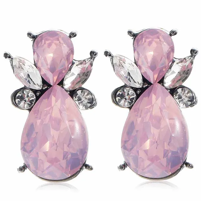 Special Offers YaYi Pink White Glass Bee White Rhinestone Dangle Earring Women's Fashion Gun Black Gem Earrings For Women E1105 Special Offers YaYi Pink White Glass Bee White Rhinestone Dangle Earring Women's Fashion Gun Black Gem Earrings For Women E1105