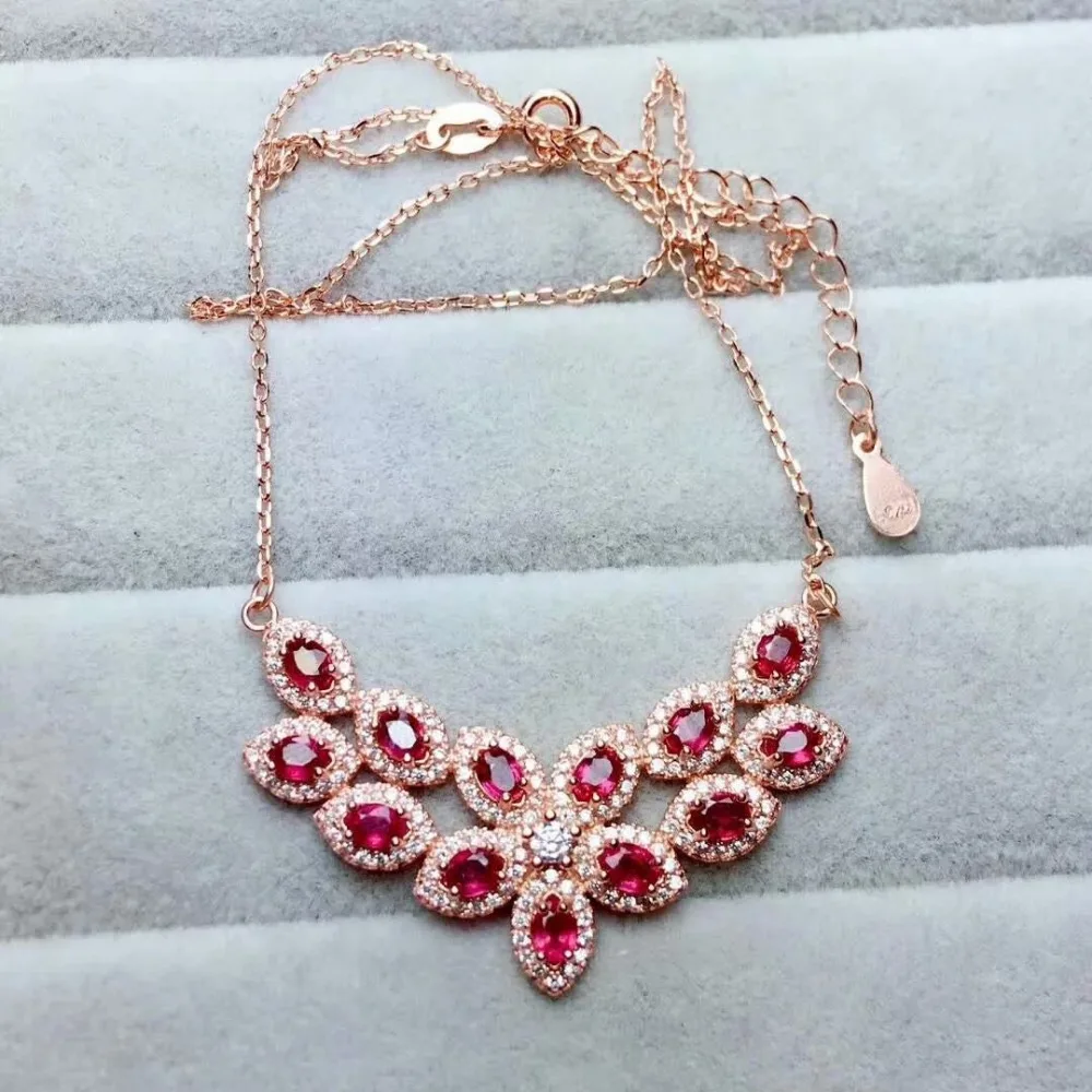 

shilovem Natural New Burning Pigeon Blood Ruby Gemstone pendants Women Real 925 Sterling Silver Fine new gift mz0304001agh