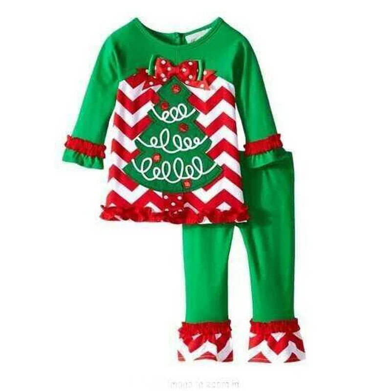New children's clothing girls clothes christmas clothes kids tracksuit girl's christmas tree 