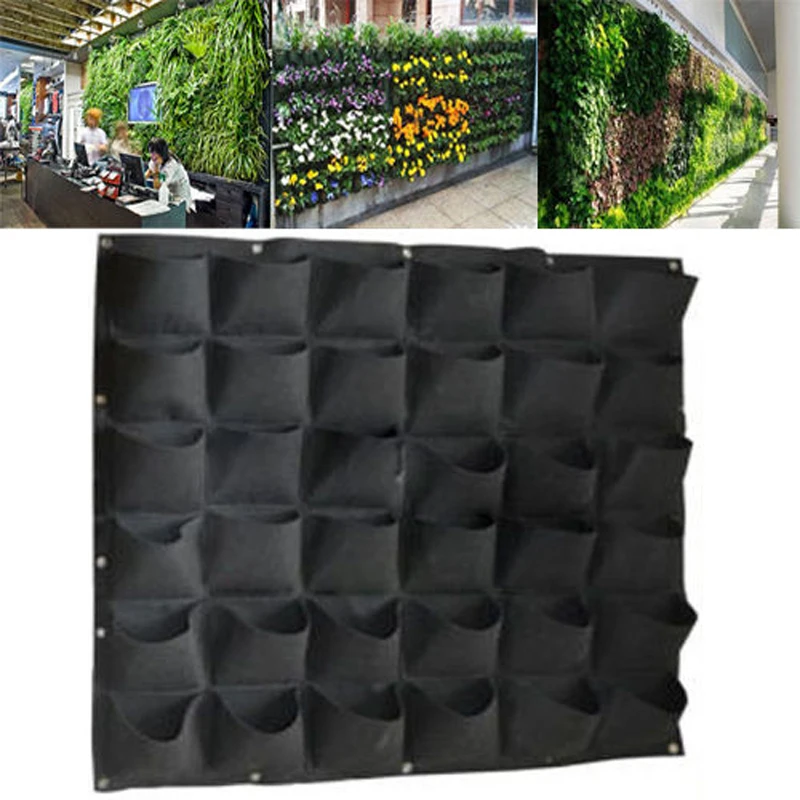 18/36 FlowersVegetables кармана расти мешок кашпо вертикальной номера печь ткань сад висит