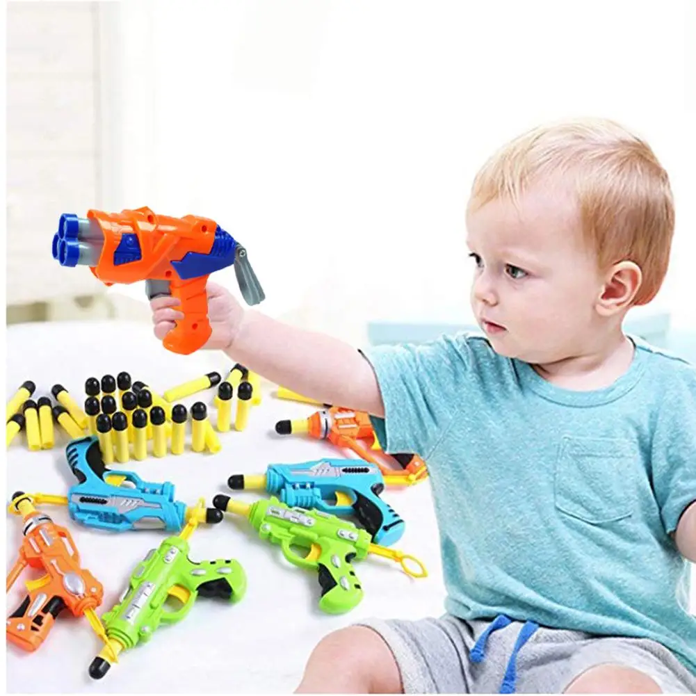 Children's Orange Blue Soft Bullet Pistol Toy Children's Outdoor Fun Toy Soft Bullet Shooting Plastic Toy Gun Boy Random Color