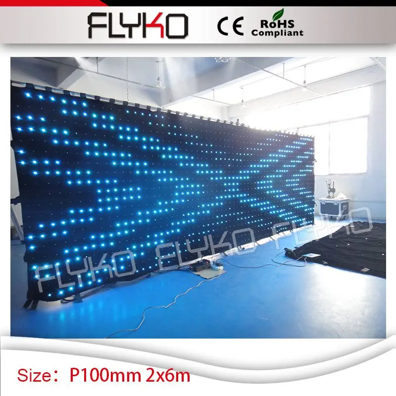 Free shipping amazing flexible led curtain display led videos curtain P100mm 7ft*20ft