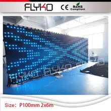 Удивительная Гибкая светодиодная занавеска дисплей led видео занавеска P100mm 7ft* 20ft